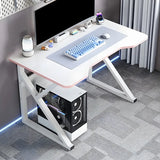 White Wood Storage Steel Trestle Curved Computer Desk Image - 5