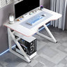 White Wood Storage Steel Trestle Curved Computer Desk Image - 5