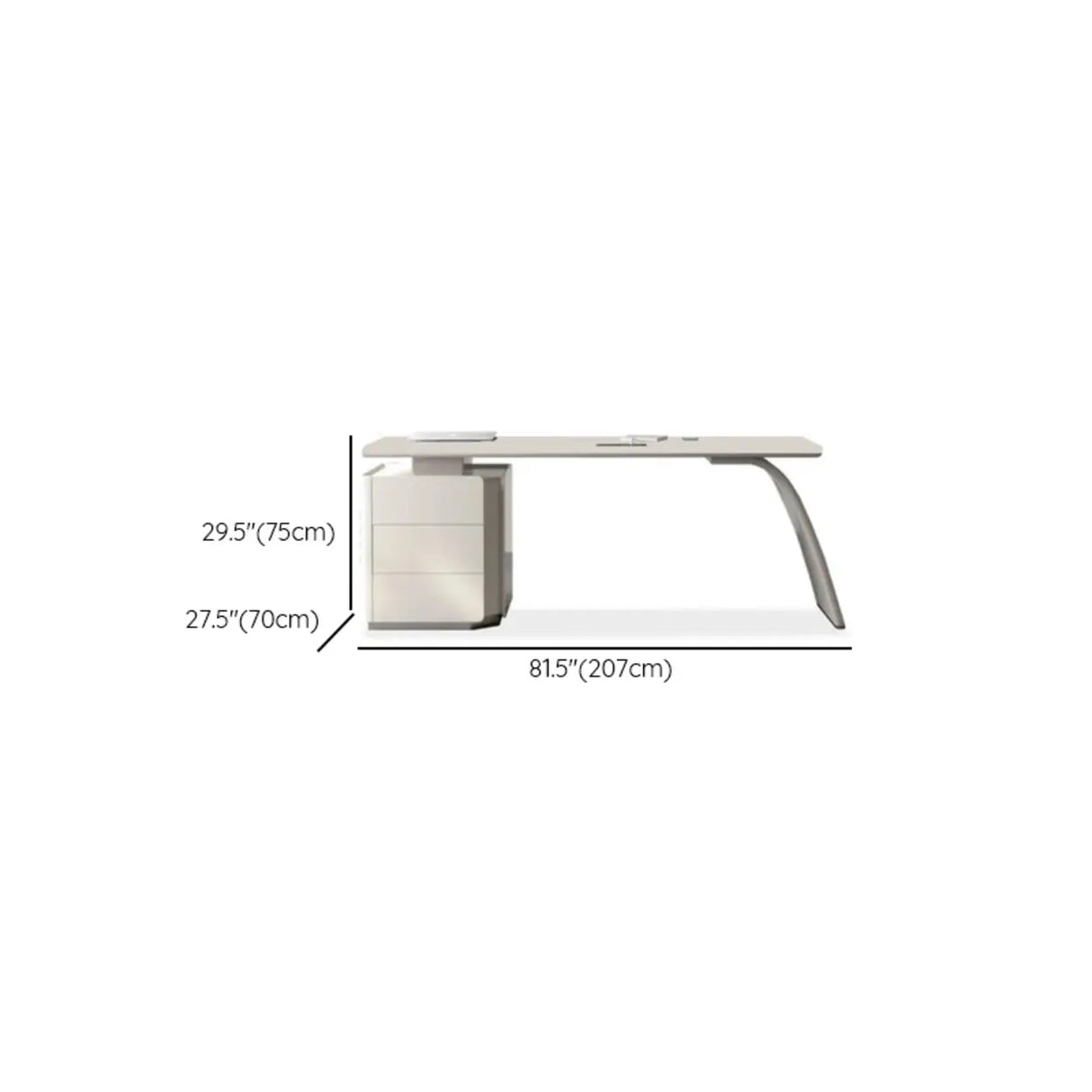White Wooden Computer Desk with Drawers and Storage Image - 11