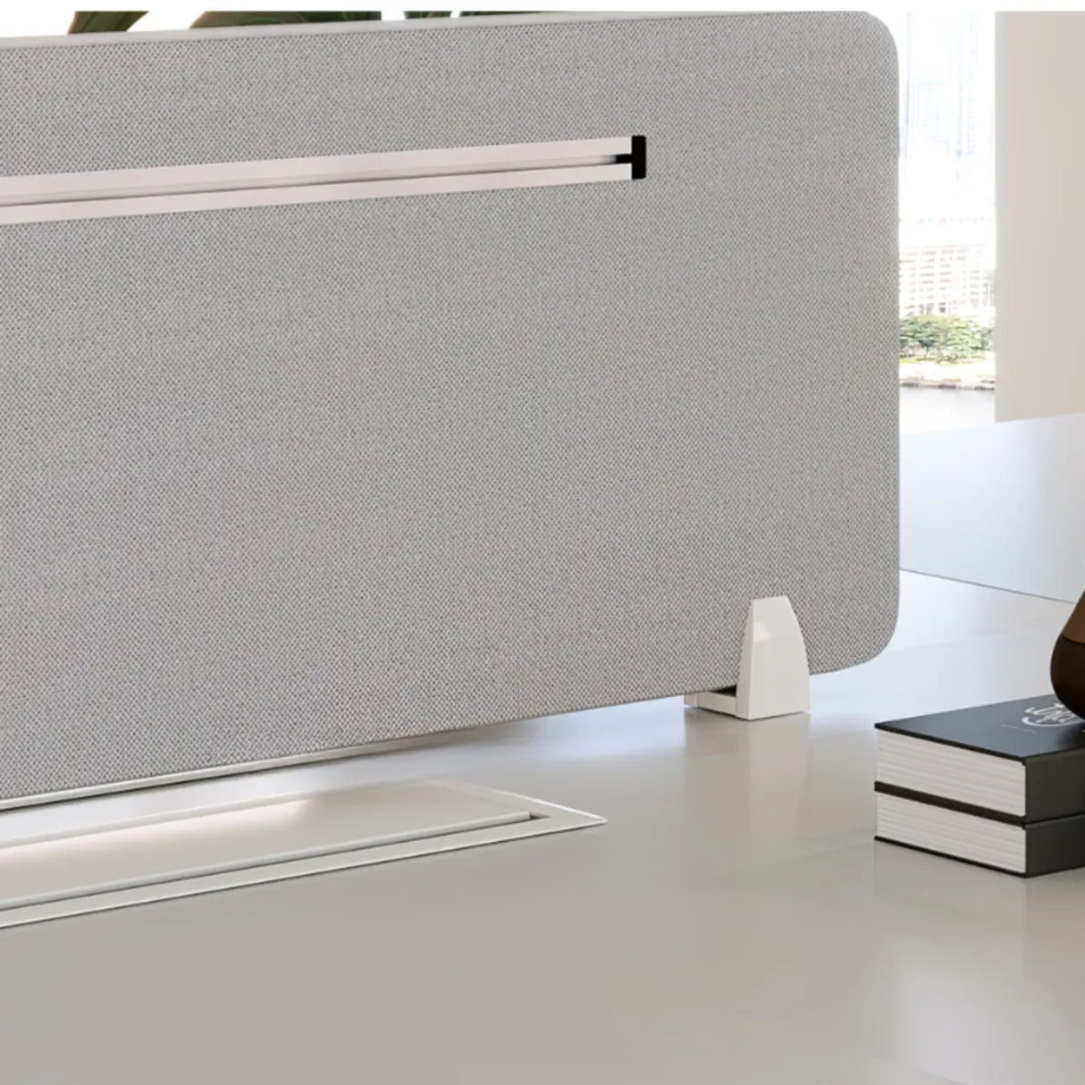White Wooden Computer Desk with Drawers for Four Image - 11