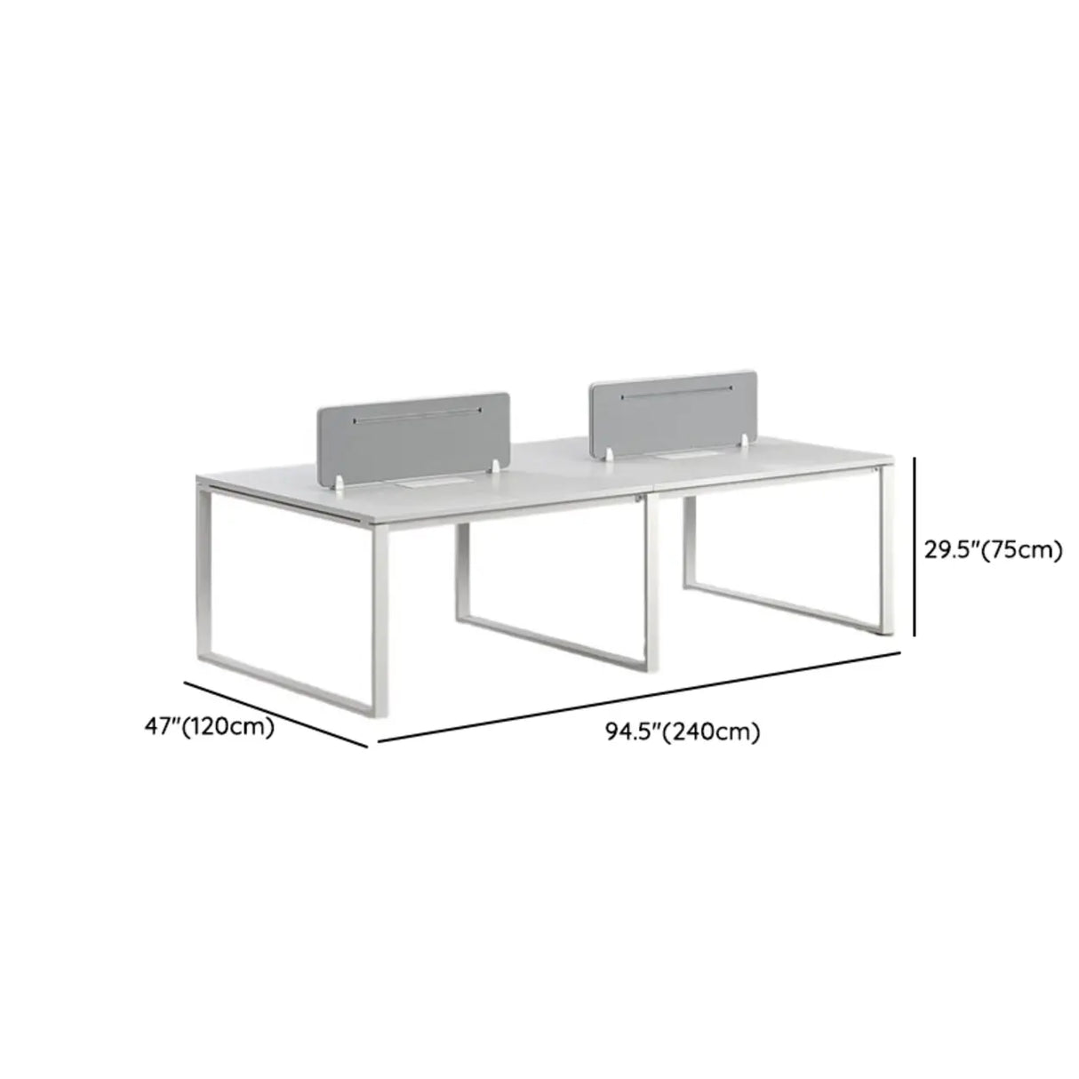 White Wooden Computer Desk with Drawers for Four Image - 14