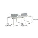 White Wooden Computer Desk with Drawers for Four Image - 14