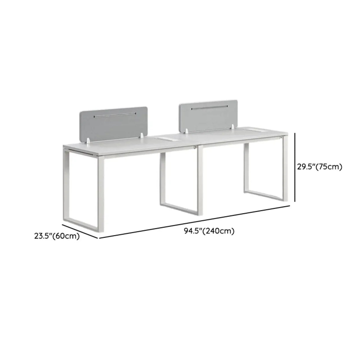 White Wooden Computer Desk with Drawers for Four Image - 15