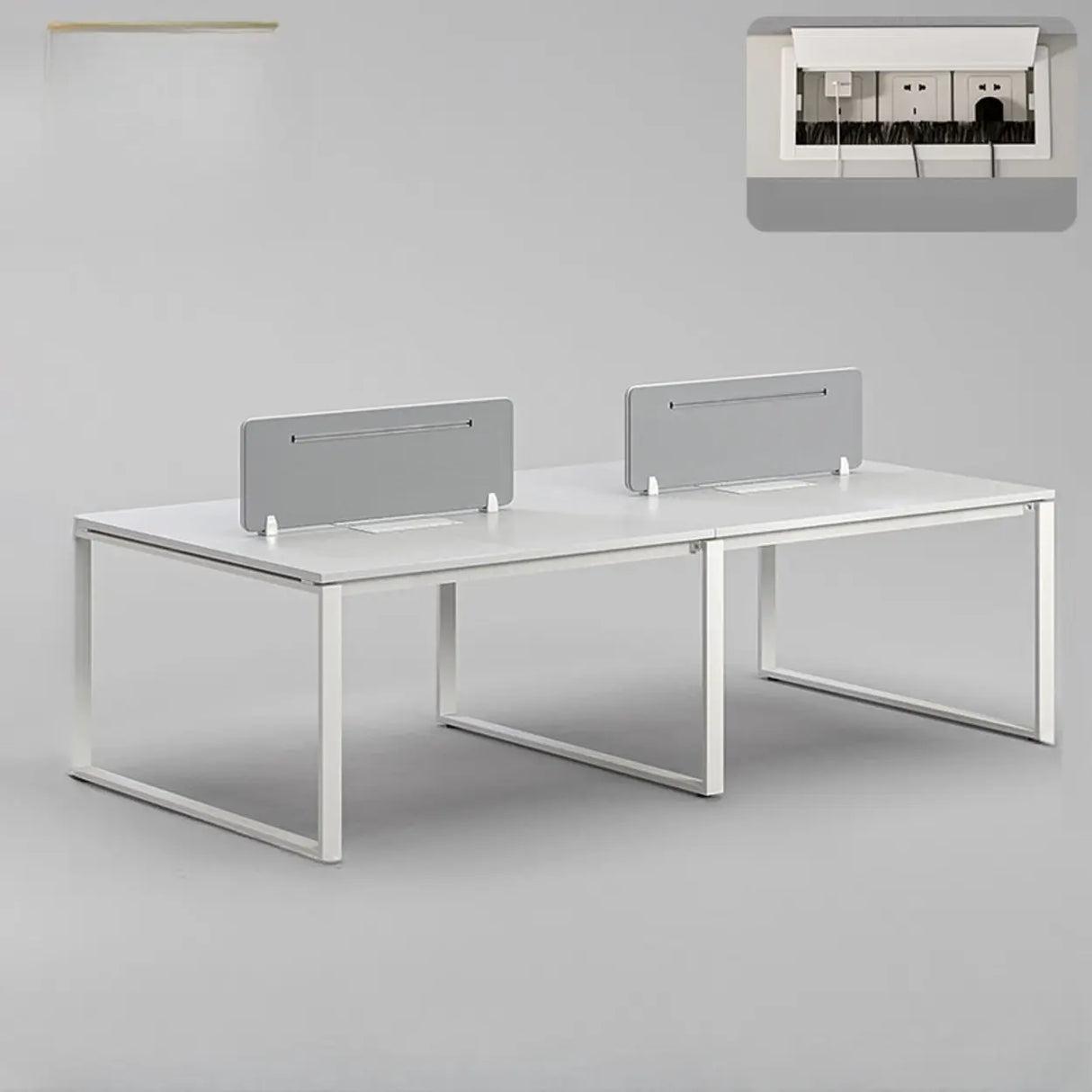 White Wooden Computer Desk with Drawers for Four Image - 5