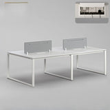 White Wooden Computer Desk with Drawers for Four Image - 5