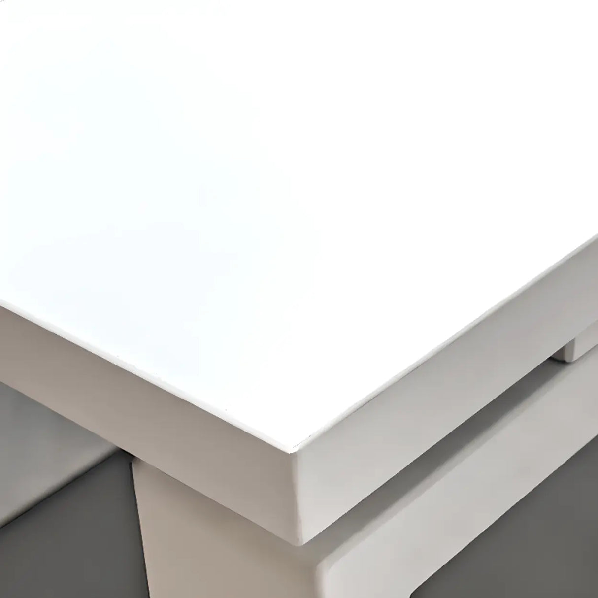 White Wooden Computer Desk with Drawers for Four Image - 9