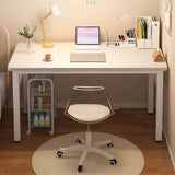 White Wooden Computer Desk with Storage Image - 1