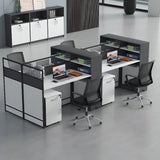 White Wooden Computer Multi-personal Desk with Hunch Image - 1