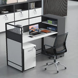 White Wooden Computer Multi-personal Desk with Hunch Image - 12