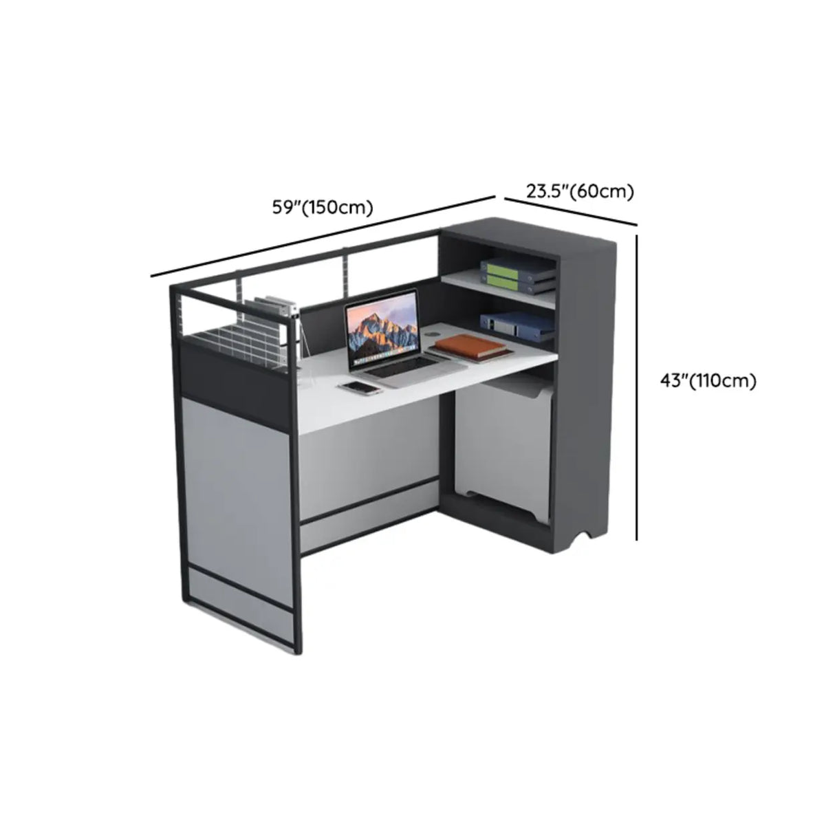 White Wooden Computer Multi-personal Desk with Hunch 