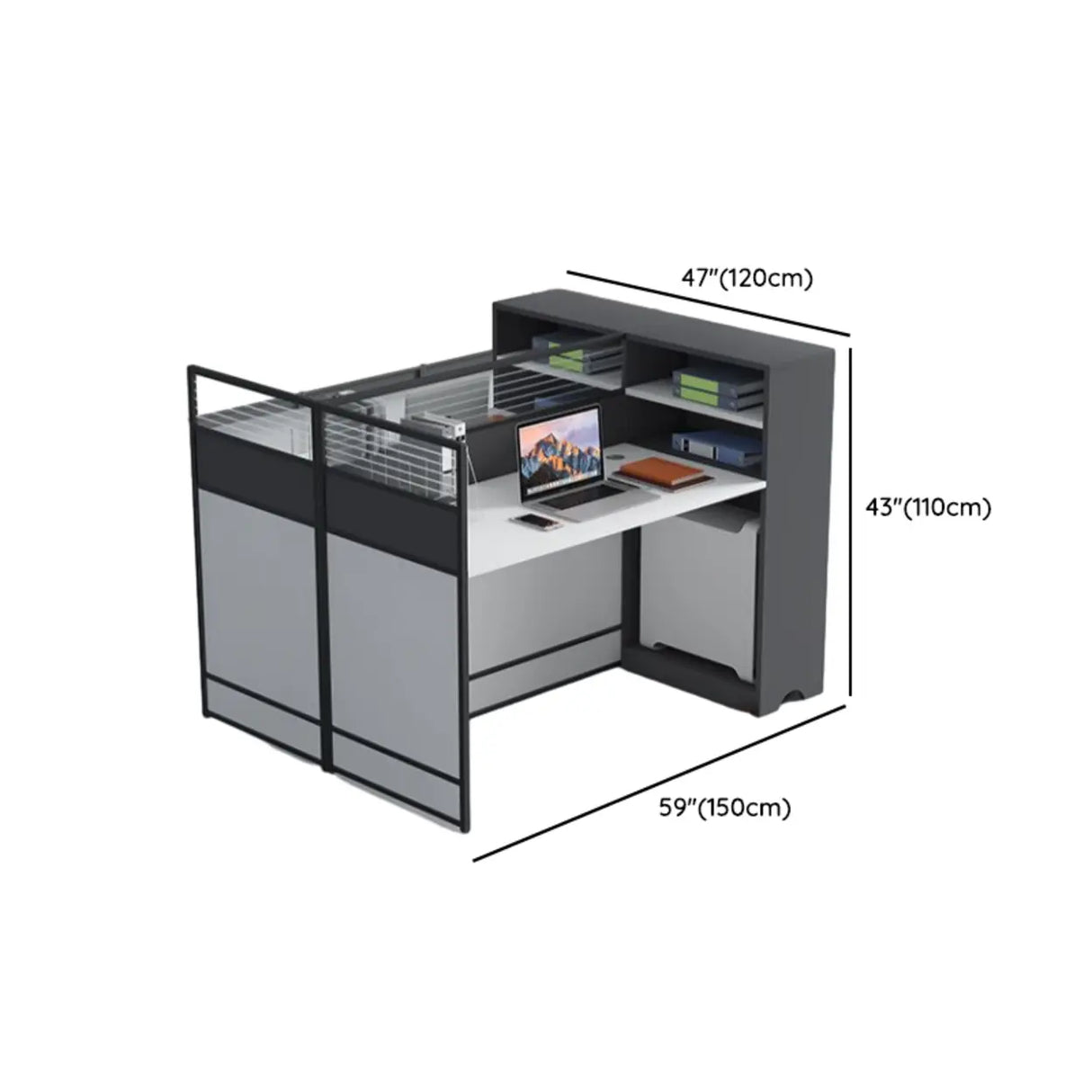 White Wooden Computer Multi-personal Desk with Hunch Image - 14