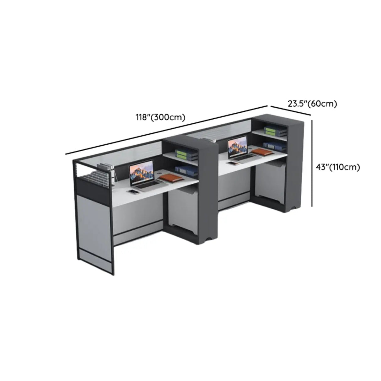 White Wooden Computer Multi-personal Desk with Hunch Image - 15
