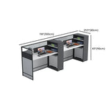 White Wooden Computer Multi-personal Desk with Hunch Image - 15
