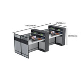 White Wooden Computer Multi-personal Desk with Hunch Image - 16
