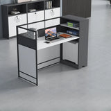 White Wooden Computer Multi-personal Desk with Hunch Image - 2