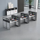 White Wooden Computer Multi-personal Desk with Hunch Image - 9