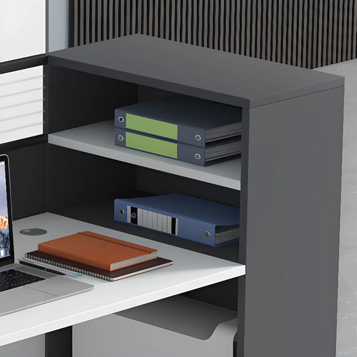 White Wooden Computer Multi-personal Desk with Hunch Image - 10