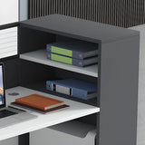 White Wooden Computer Multi-personal Desk with Hunch Image - 10