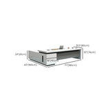 White Wooden Deep Width L-Shaped Executive Desk #size