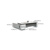 White Wooden Deep Width L-Shaped Executive Desk Image - 13