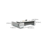 White Wooden Deep Width L-Shaped Executive Desk Image - 14