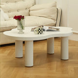 White Wooden Free Form Coffee Table with Four Legs Image - 2