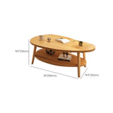 White Wooden Free Form Coffee Table with Shelf Image - 17