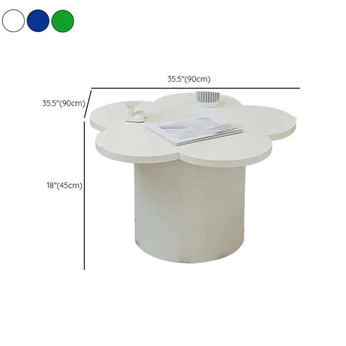 White Wooden Free Form Flower Shape Coffee Table Image - 16
