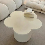 White Wooden Free Form Flower Shape Coffee Table Image - 1