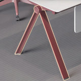 White Wooden L-Shape Red Base Executive Desk Image - 9