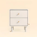 White Wooden Open Storage Kids Nightstand with Legs Image - 10