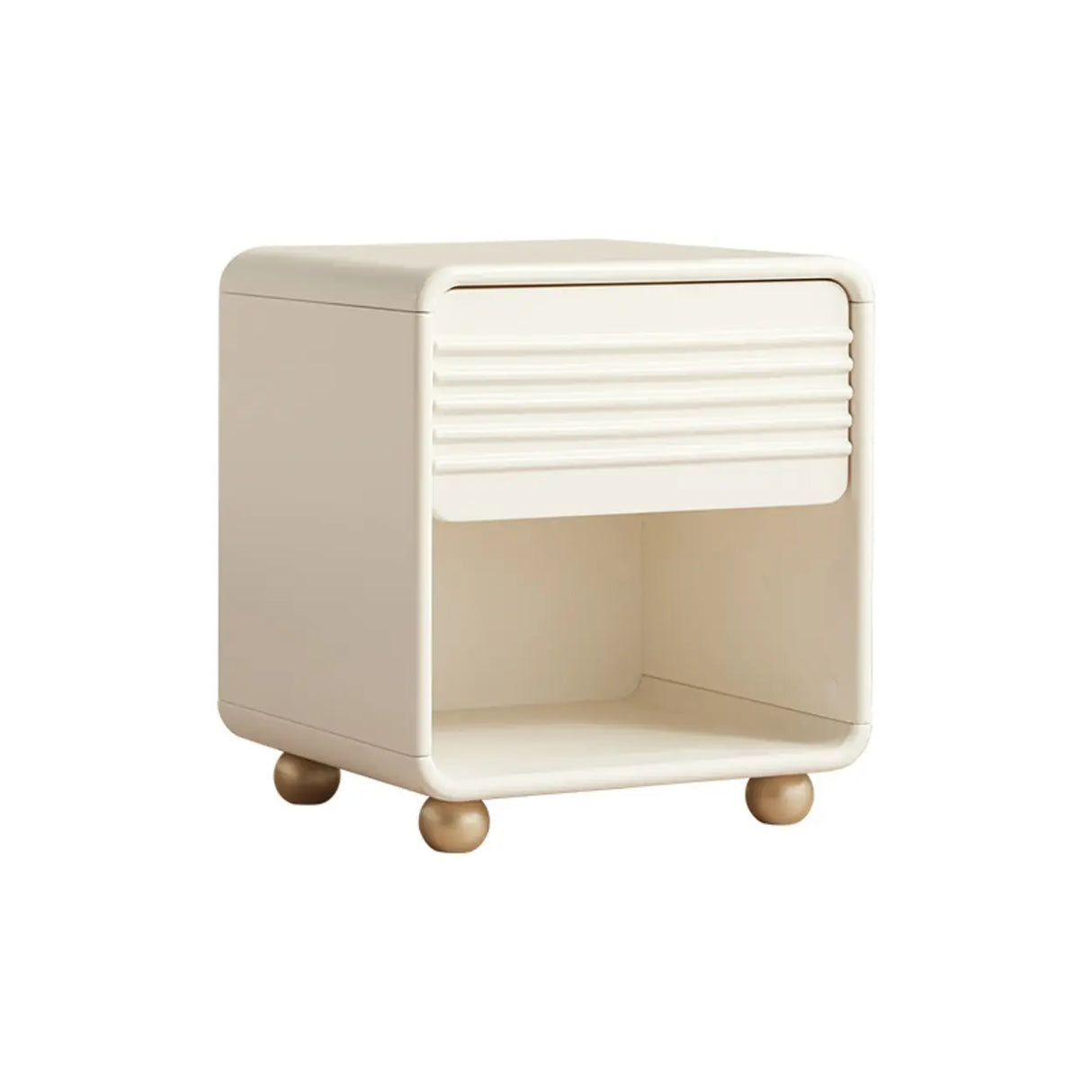 White Wooden Open Storage Kids Nightstand with Legs Image - 11