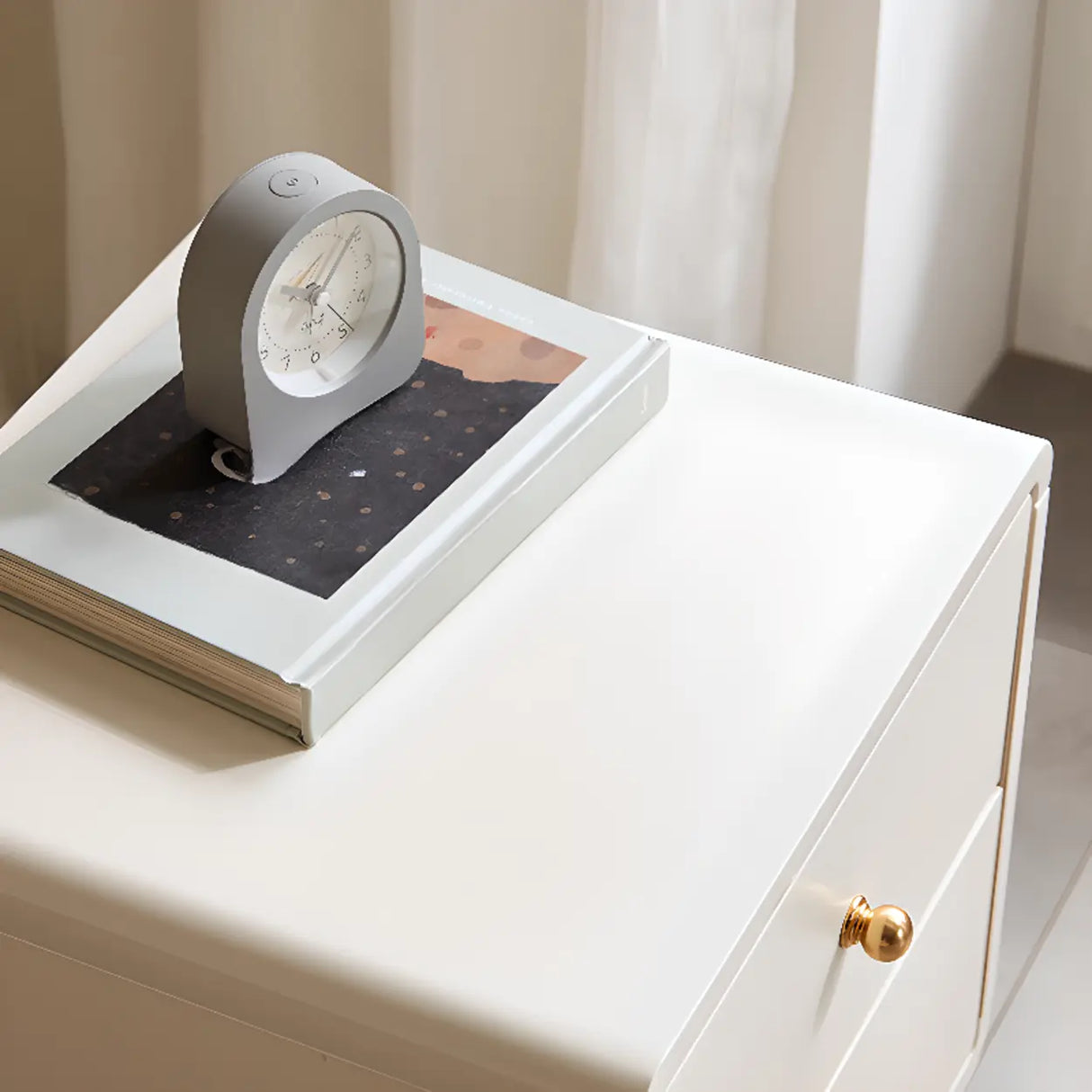 White Wooden Open Storage Kids Nightstand with Legs Image - 12