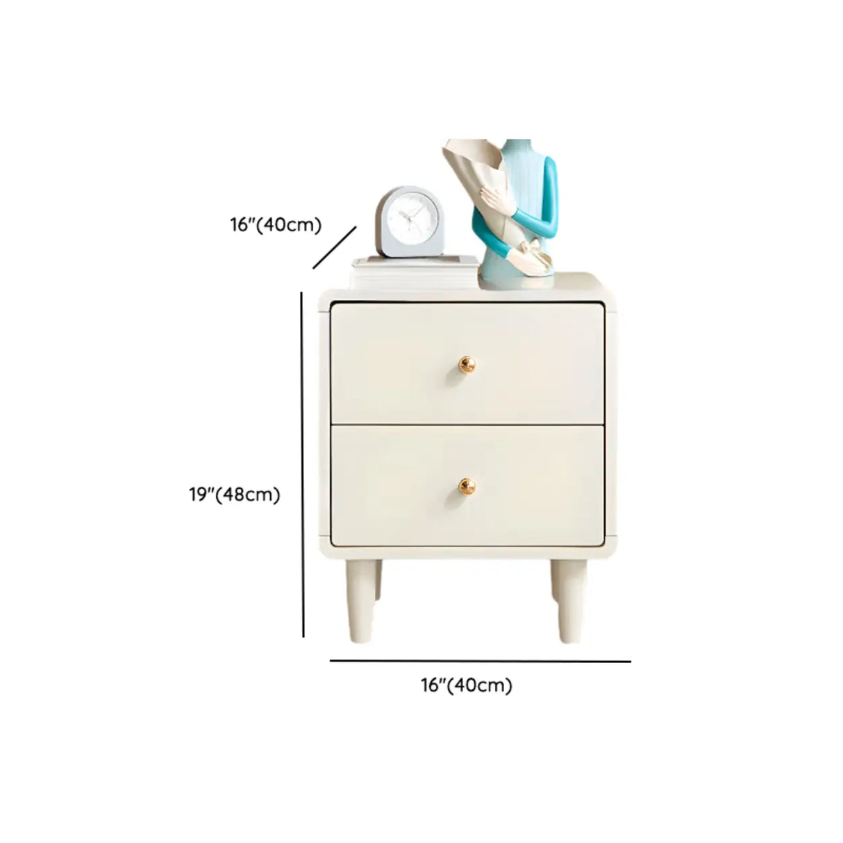 White Wooden Open Storage Kids Nightstand with Legs 