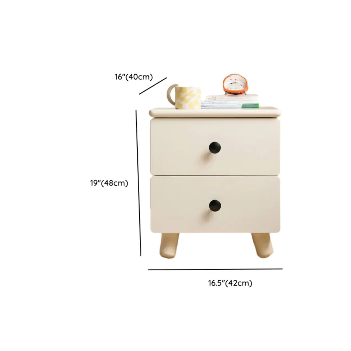 White Wooden Open Storage Kids Nightstand with Legs Image - 15