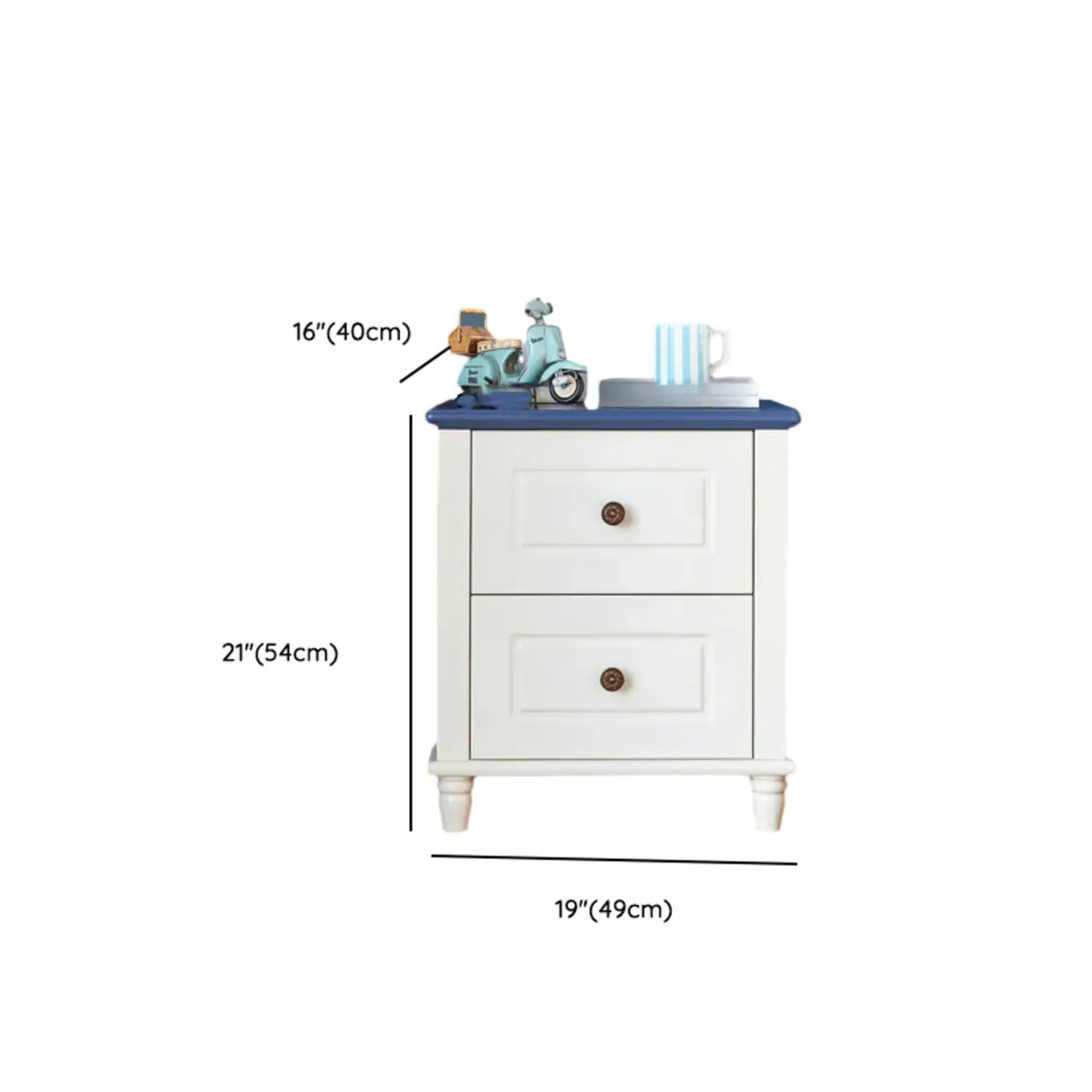 White Wooden Open Storage Kids Nightstand with Legs Image - 16