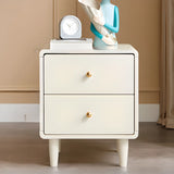 White Wooden Open Storage Kids Nightstand with Legs Image - 2