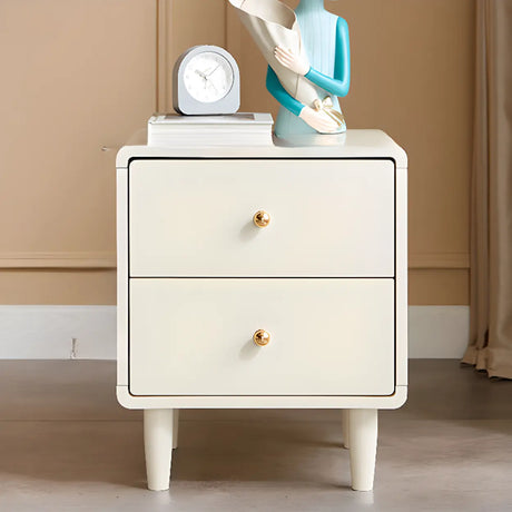 White Wooden Open Storage Kids Nightstand with Legs Image - 2