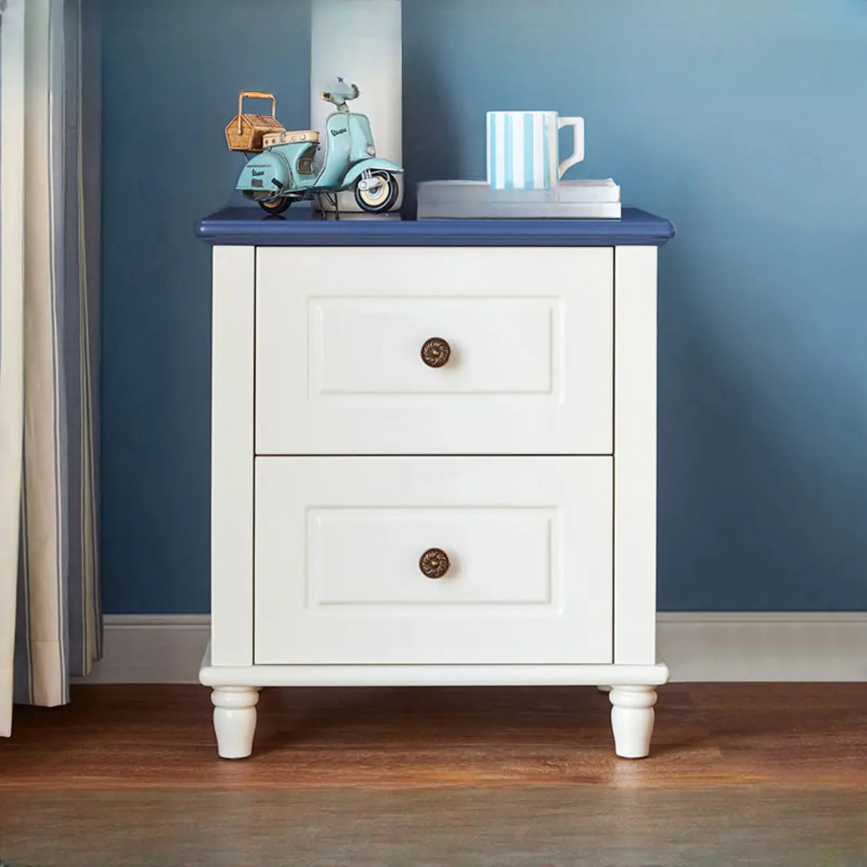 White Wooden Open Storage Kids Nightstand with Legs Image - 5