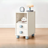 White Wooden Open Storage Kids Nightstand with Legs Image - 9
