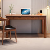 White Wooden Single Writing Desk with Drawers Image - 9