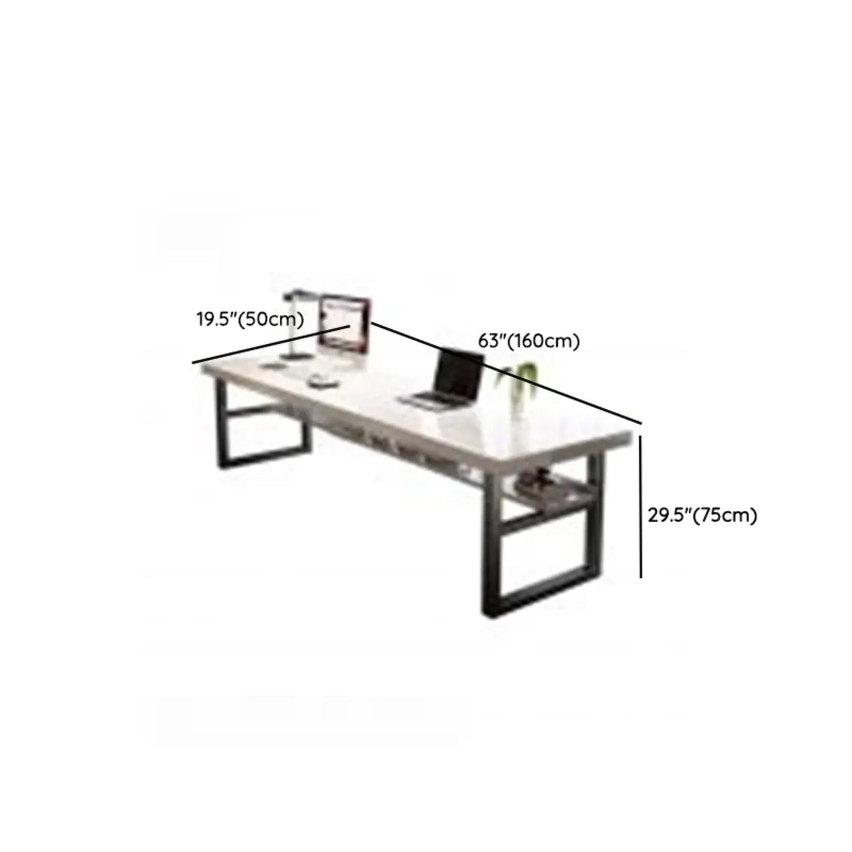 White Wooden Writing Desk with Drawers and Shelves Image - 12