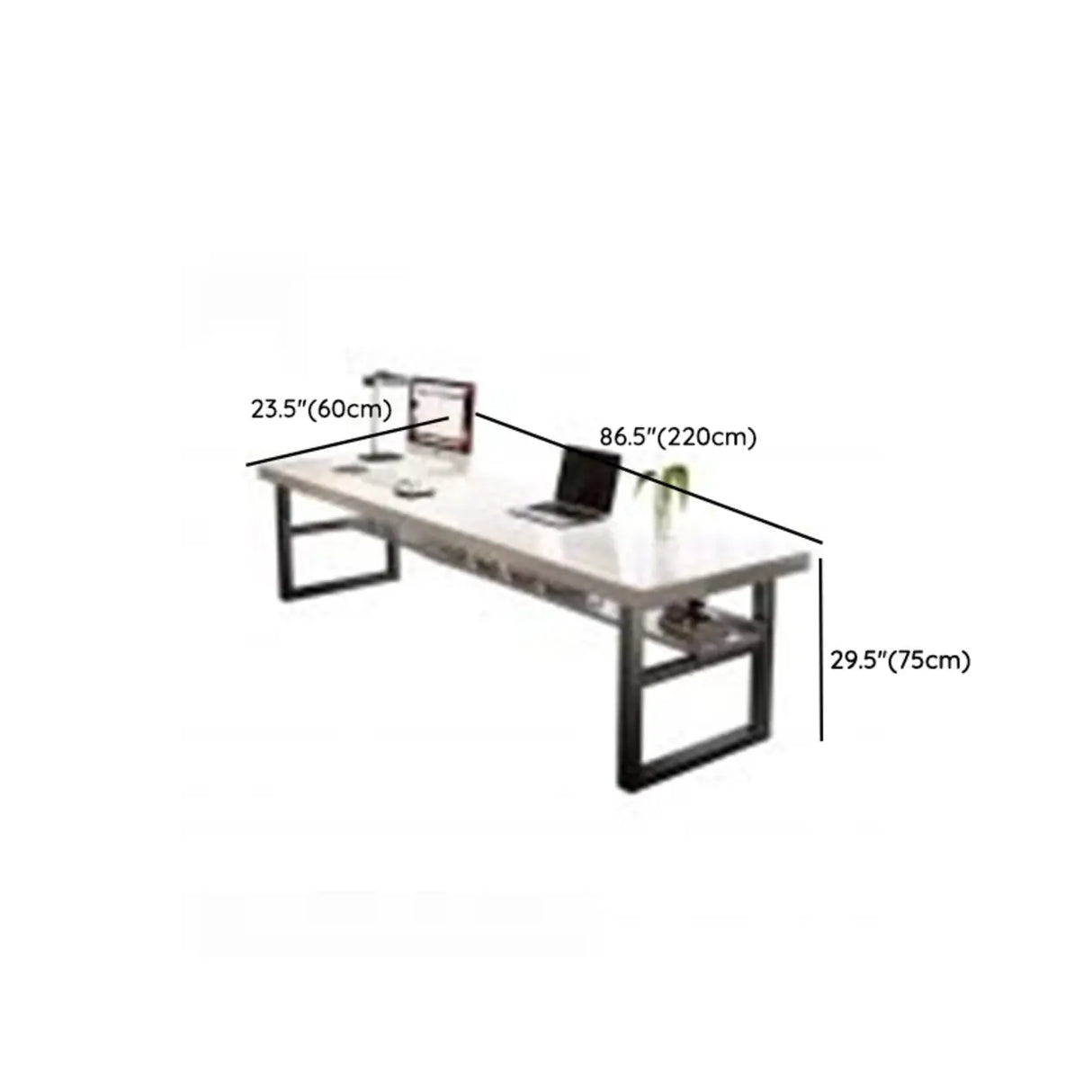 White Wooden Writing Desk with Drawers and Shelves Image - 20