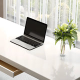 White Wooden Writing Desk with Drawers and Shelves Image - 4