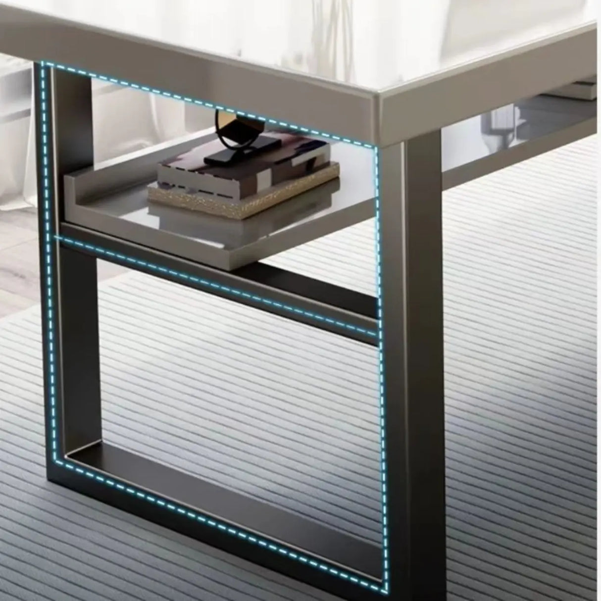 White Wooden Writing Desk with Drawers and Shelves Image - 5