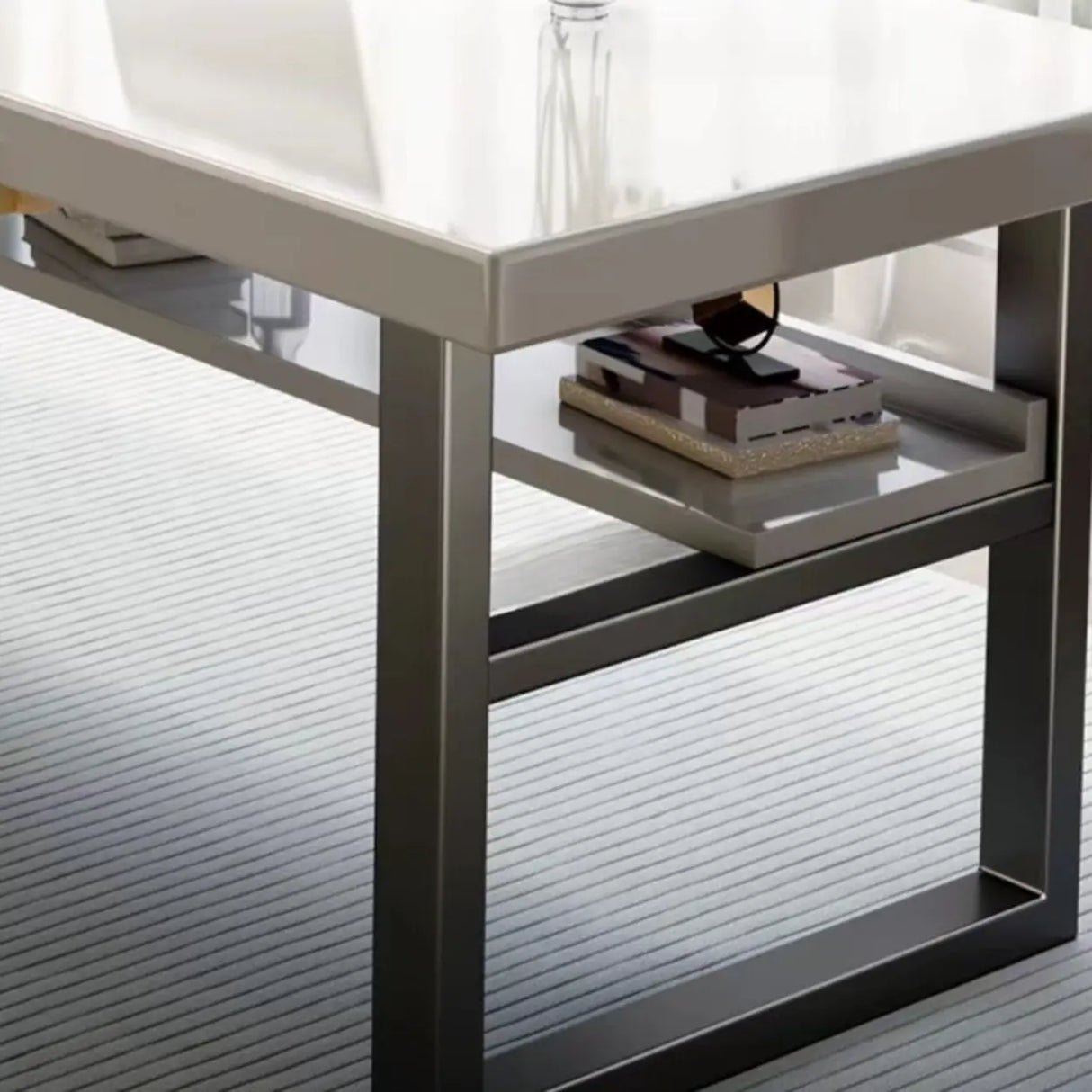 White Wooden Writing Desk with Drawers and Shelves Image - 6