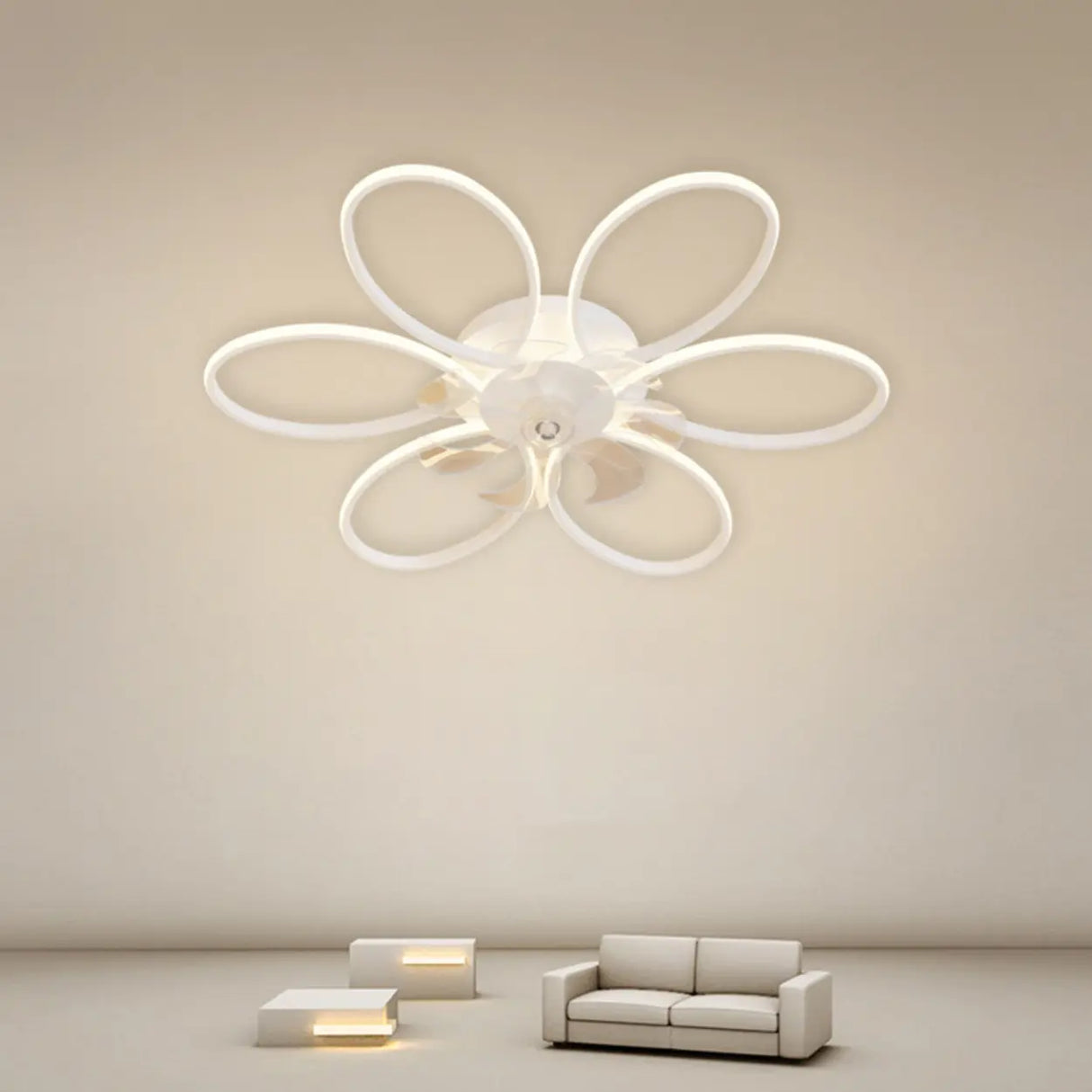 Fashion Flower Recessed Ceiling Fan with LED Light Image - 1