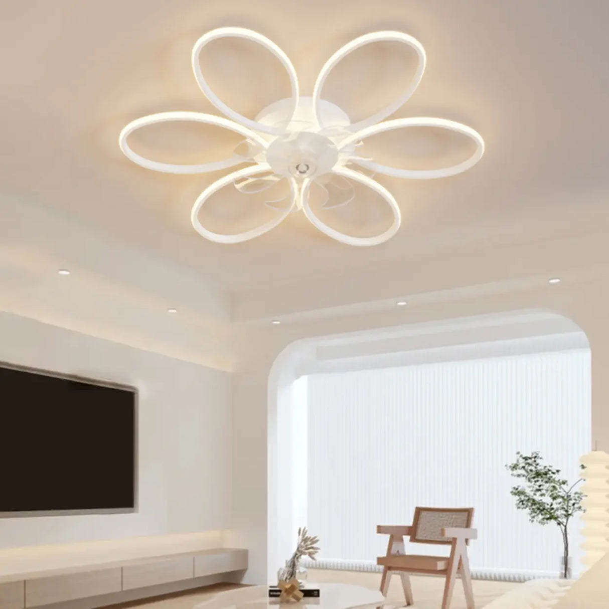 Fashion Flower Recessed Ceiling Fan with LED Light Image - 3