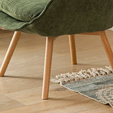 Wingback Corduroy Green Medium Cozy Accent Chair with Pillow Image - 15