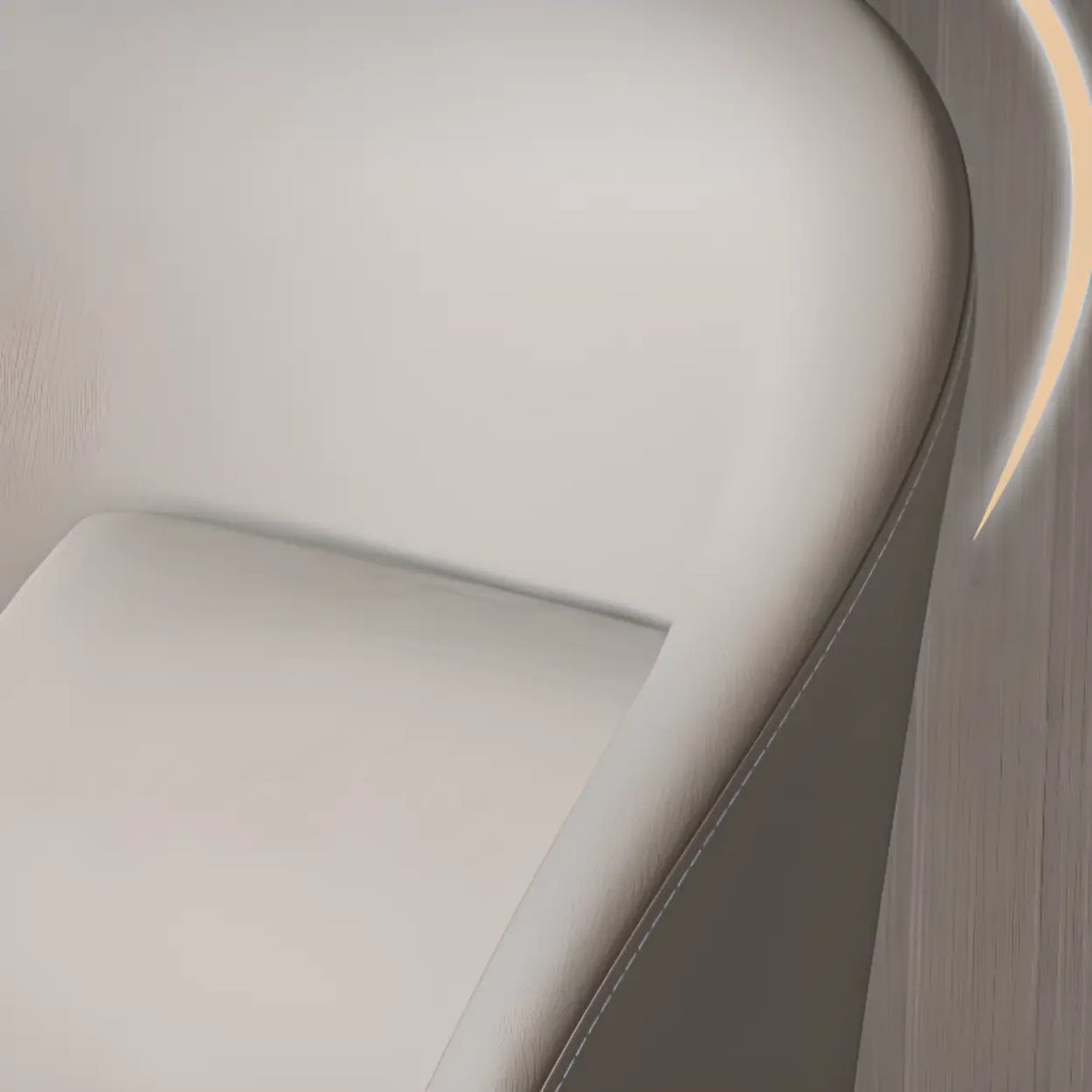 Wingback Leather Round Upholstered Dining Chair Beige Image - 10